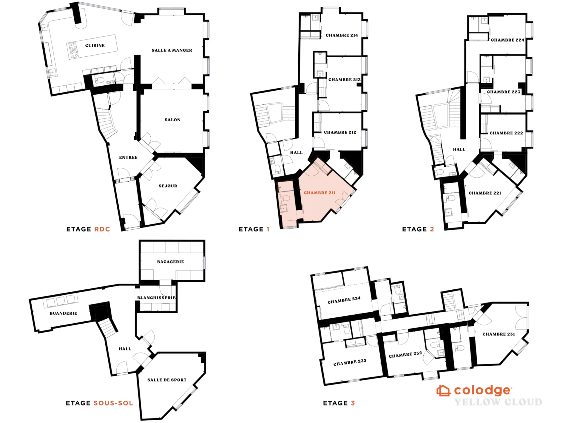 chambre 211 maison yellow