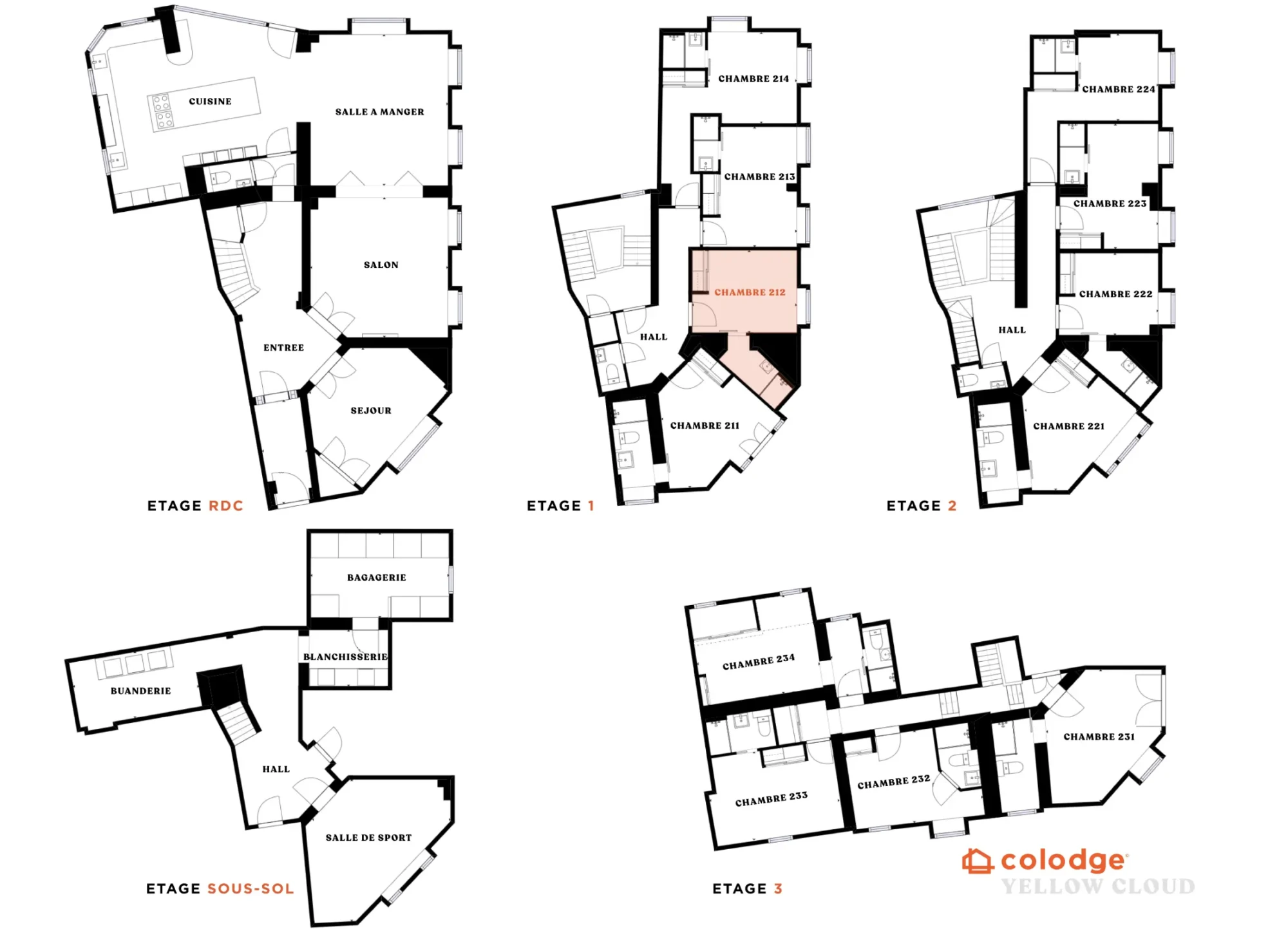 plan 212 yellow chambre
